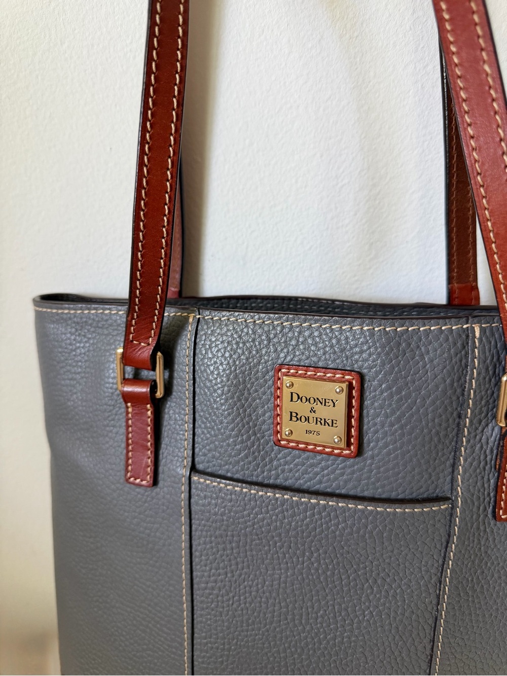 Dooney & Bourke Lexington Tote Pebble Grain Leather Shoulder Bag Handbag Grey